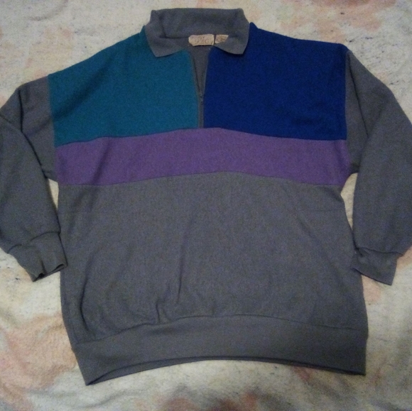 Vintage GBC XXL Mens Grey Blue and Green Full Zip Collared Long Sleeve Jacket - Picture 2 of 12